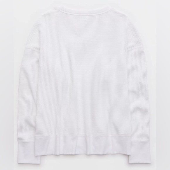 Aerie Waffle Knit White Sweater Size Small - Picture 2 of 6